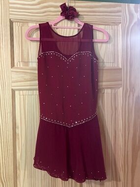 Burgundy figure skating dress